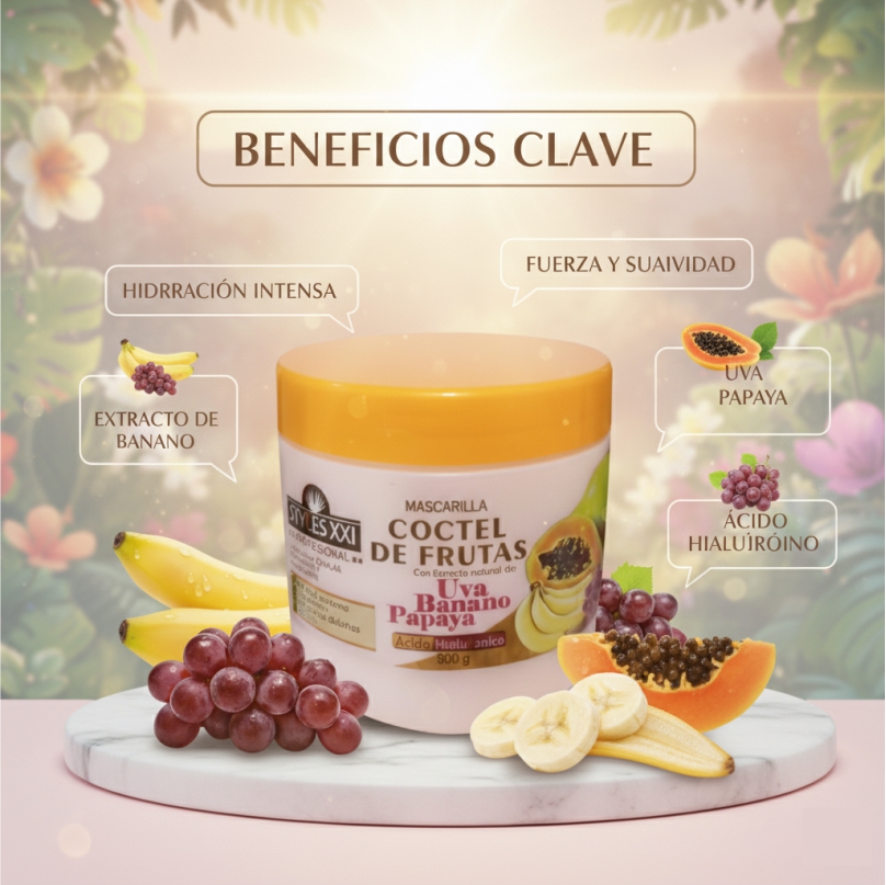 mascarilla capilar coctel de frutas con ácido hialurónico x300g mascarilla capilar coctel de frutas con ácido hialurónico x300g